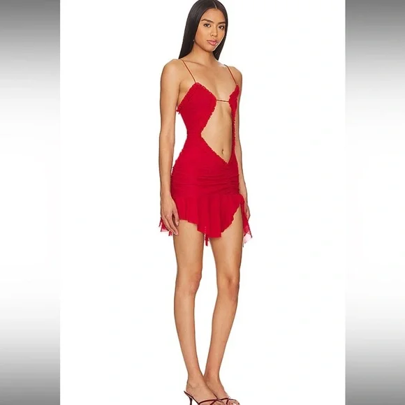 open lace back dress Motel Strapless Taffeta Bubble Hem Mini Dress main image 0